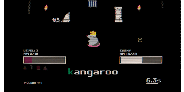 Fighting the first boss of the game